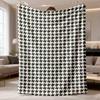 2026 New Flannel Blanket 1pc Modern Houndstooth Throw Blanket Suitable for All Seasons Soft Plush Polyester, Lightweight, Versatile for Sofa, Bed, Tra