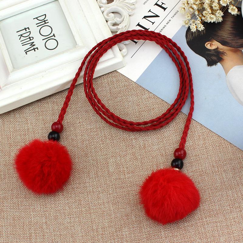 

Весенне-летняя веревочная декоративная тонкая цепочка на талию с кисточкой ручной работы красный