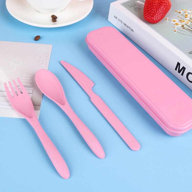 Portable Children's Stylish Three-Piece Cutlery Set: Spoon Fork and Chopsticks
