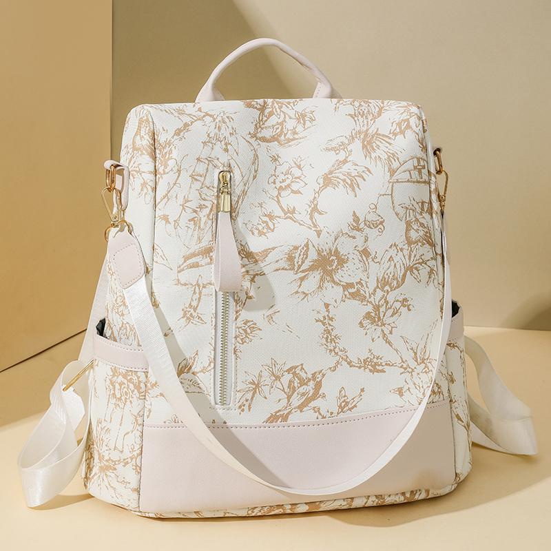 Print Backpack Women's Travel Bag Large Capacity Simple Backpack