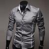 Men Shirt Single-breasted Business Formal Slim Autumn Shirt for Work