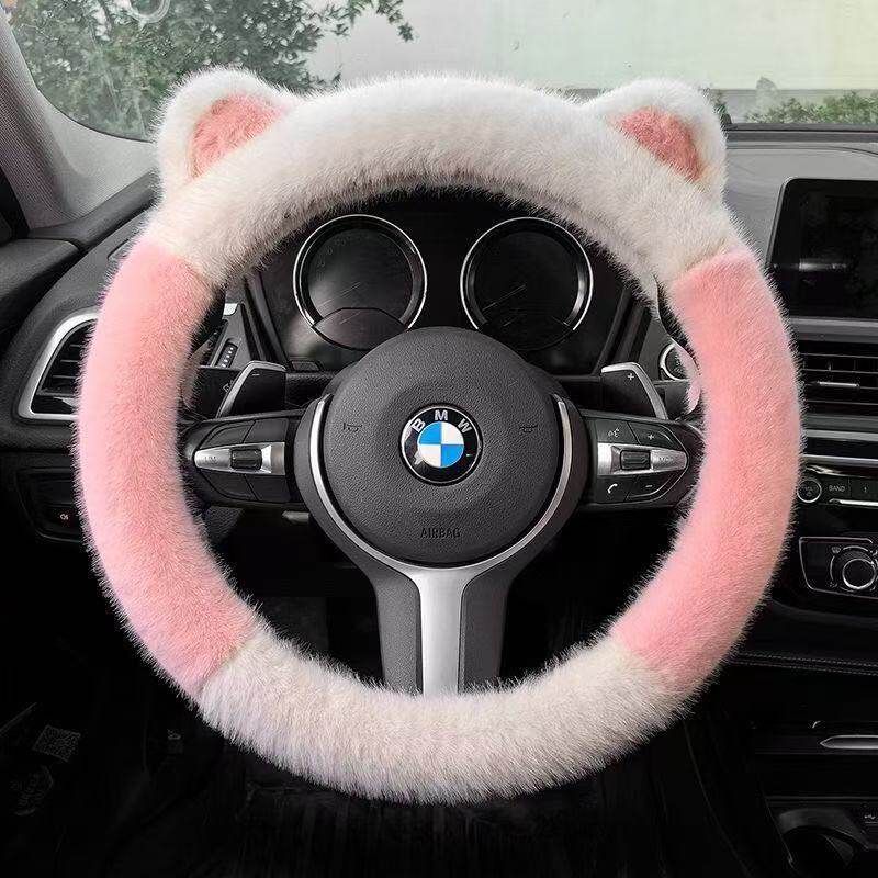 Car Steering Wheel Cover Winter Plush Thickened Warm and Cute for Girls Car Interior Decoration Universal Car Handle Cover