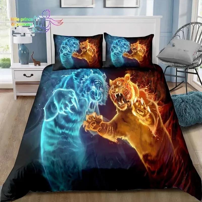 Retro Forest Tiger Bedding Set Single Twin Full Queen King Size Bed Set Adult Kid Bedroom 3D Print Animal Bedding Gift