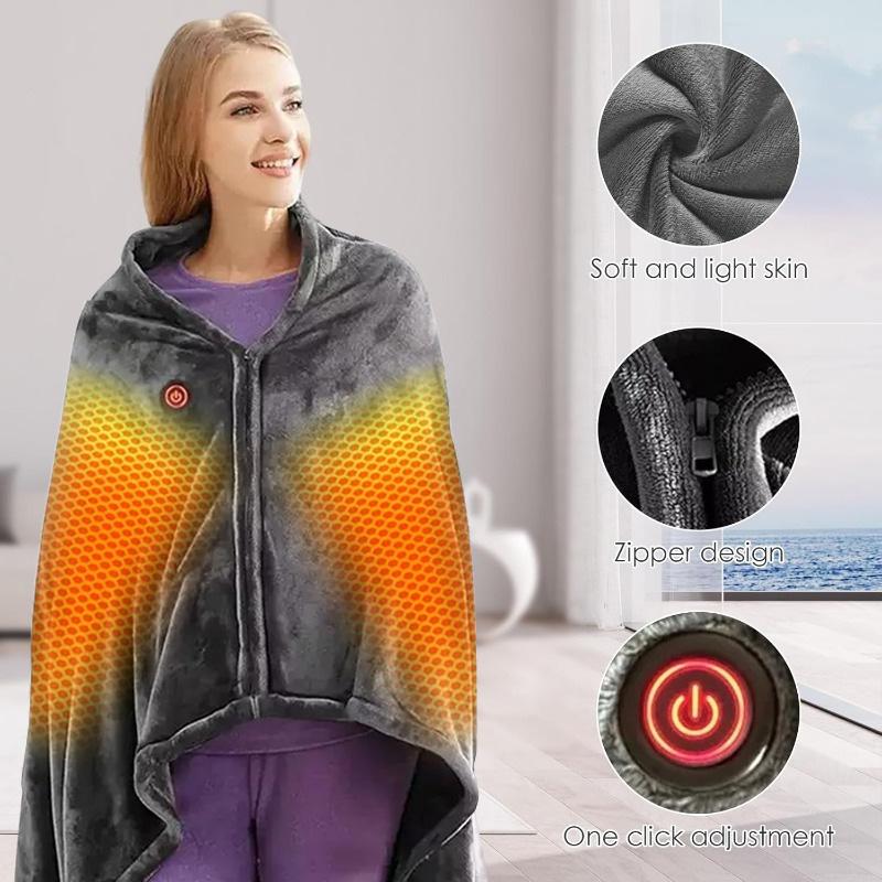 NEW Wearable Heating Electric Blanket Winter USB Heated Warmer Blankets Coral Velvet 8 Heated  Areas Fast Heating Throw Blanket