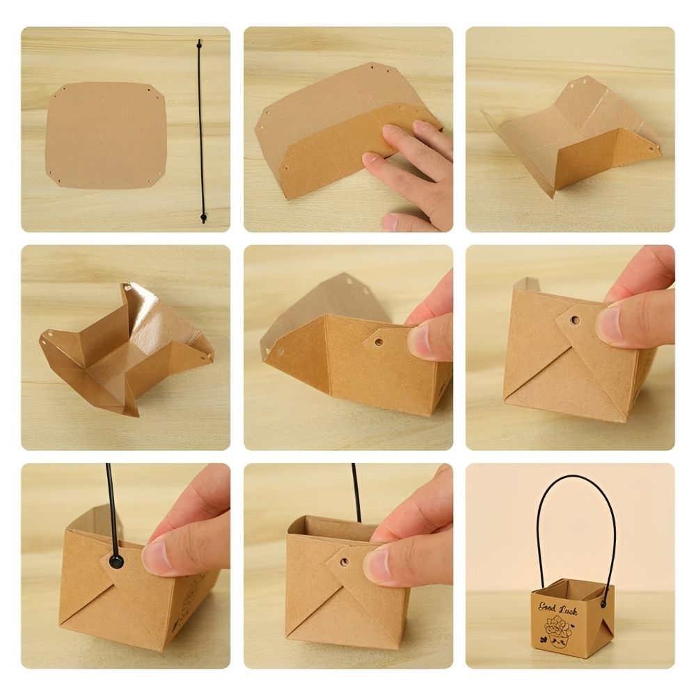 6/10 Stück Kraftpapier Sukkulenten Topfpflanzen Box Wasserdicht Blumenumtopf Pflege Geschenkkorb Heimdekoration YMY