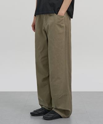 EXCONTAINER Utility Dart Cotton Pants (Khaki Beige)