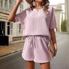 Women S Short Sleeve Two Piece Set Fashion Casual Tops Shorts