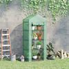 4 Tier Mini Portable Greenhouse Compact Plant Grow Shed Metal Frame PE Cover with Lockable Rolling Wheels, Green