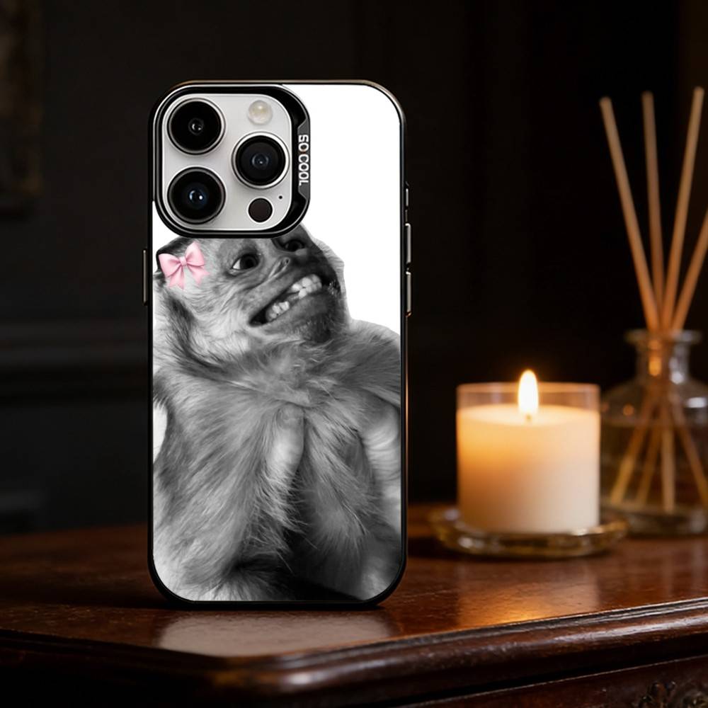 Monkey abstract Funny Phone Case For iPhone 17,16,15,14,13,12,11,Pro Max,Plus Candy Silver Cover