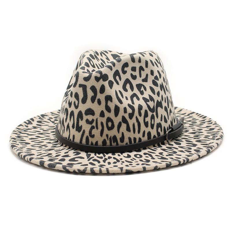 Men'S And Women'S Leopard Print Jazz Hats, Woolen Top Hats, Trendy Versatile Fur Hats
