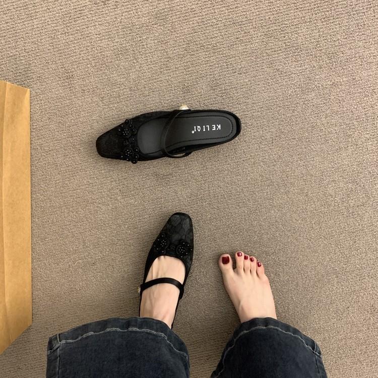 Satin Bag Head Half Slippers Female 2025 Summer New French Temperament Evening Fairy Wind Heightening Mary Jane Single Shoes