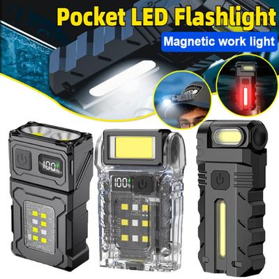 Mini Torcia LED Ricaricabile da Tasca Luce EDC Torcia Magnetica da Lavoro per Campeggio All'Aperto Emergenza & Trasporto Quotidiano
