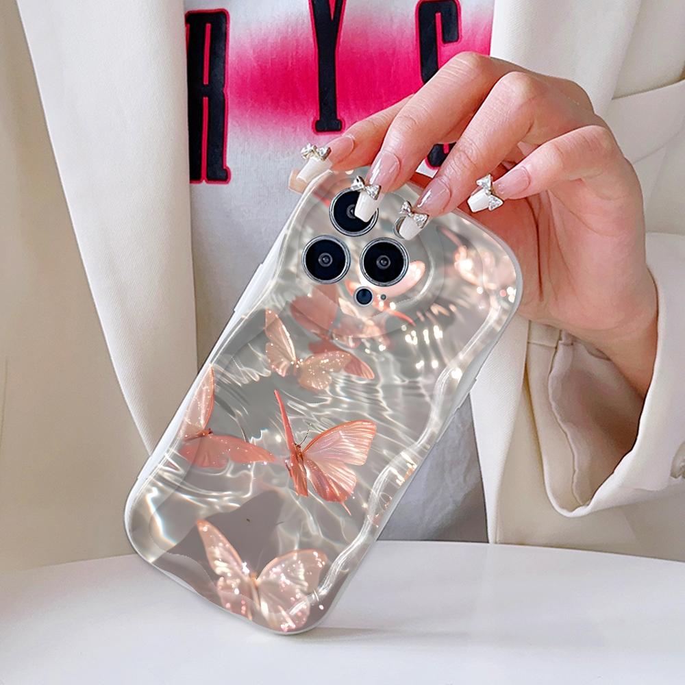 Cartoon Pattern Cream Texture Casing Wavy Edge Soft Silicone Cover Phone Case for IPhone Samsung Huawei Honor Xiaomi Redmi Infinix Tecno