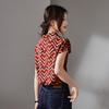 SOFSIL Women's 2026 Summer Silk Geometric Stripe Short Sleeve Lapel Shirt