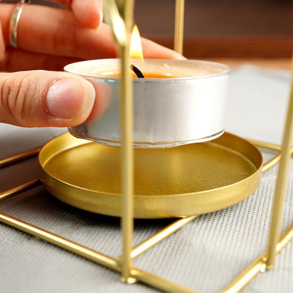 Gold metal candle lantern 25 cm