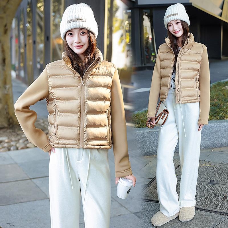 2025 Winter New Fashion Down Cotton Jacket Women's Short Stand Collar Cotton Jacket Spliced Padded Jacket Jacket