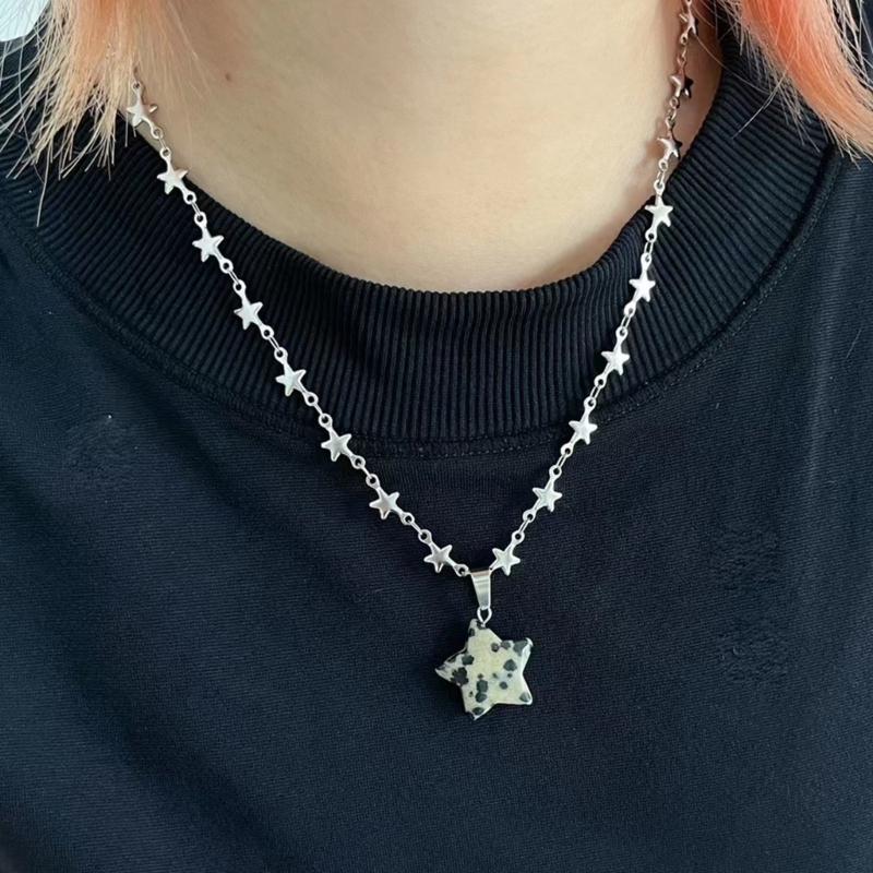 Sternanhänger Halskette Schlüsselbein Kette Gepunkteter Stein Choker Kette Halskette Pullover Kette Feinschmuck Geschenk für Frauen