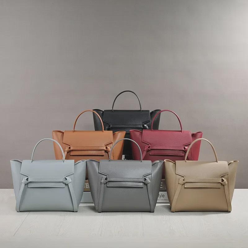 Damen Umhängetasche aus echtem Leder mit großem Fassungsvermögen - Wels-Design, geflügeltes Rindsleder, Smiley-Gesicht-Tasche