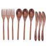 9Pcs Reusable Wooden Wooden Cutlery Set 22.5/ 21.5cm Different Styles Wooden Utensil Set Dinner Cutlery Set Daily Dining