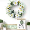 Guirlanda Artificial de Magnólia de 15 Polegadas para Porta da Frente Primavera Verão Guirlanda Floral Falsa com Folhagem para Varanda Entrada Sala de Estar Decoração de Parede