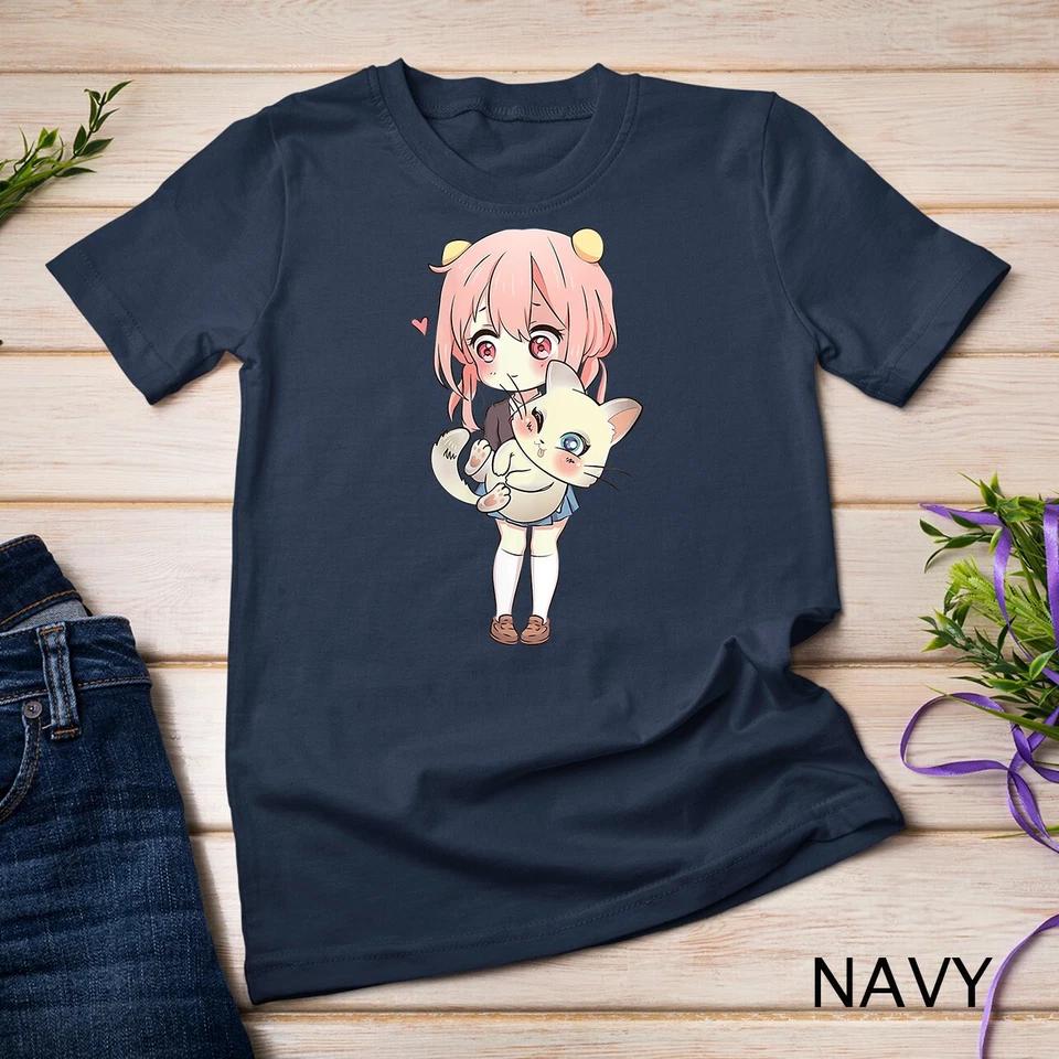 Womens Anime and Cats Lover for Teen Manga kawaii Graphic Otaku Unisex T-shirt 7 S