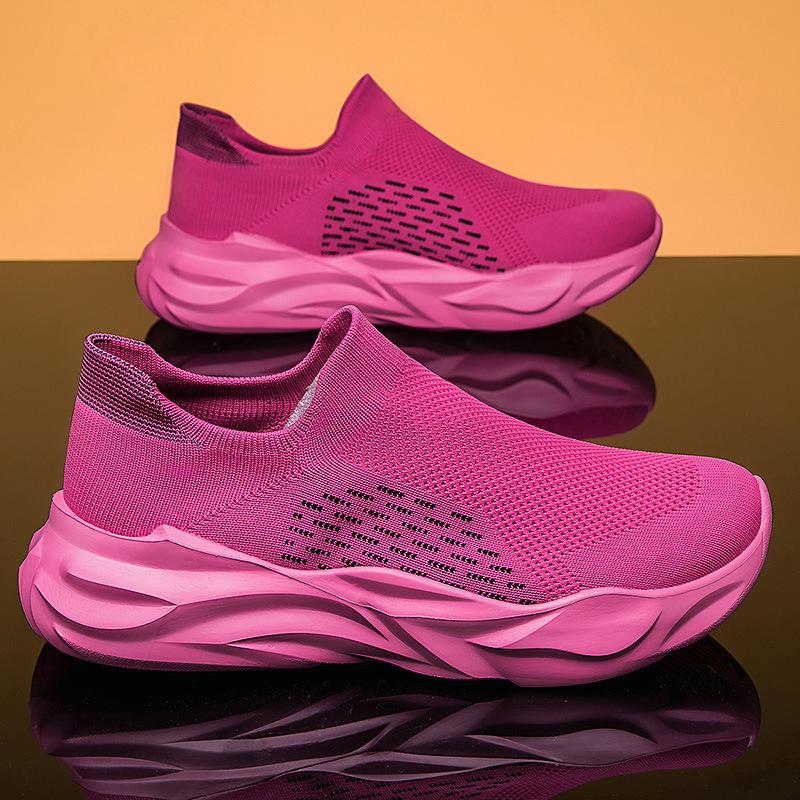 

Нові еластичні шкарпетки великого розміру, взуття з високим верхом, літні дихаючі сітчасті кросівки на м якій підошві, спортивне та повсякденне модне взуття, чоловіче взуття на одній педалі 43 персиковий