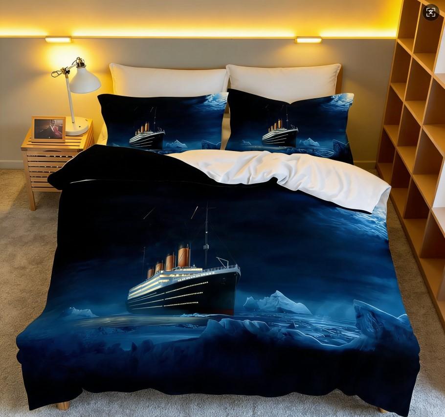 Titanic Ship Ocean Bedding Set 3D Printing Children Duvet Cover Pillowcase Boys Girls Bedroom Double Queen King Quilt Bed Set