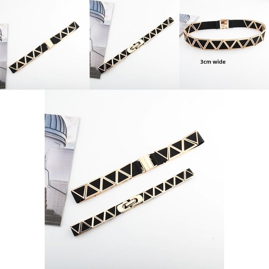 Fashion Metal Triangle Splicing Design Women Slim Waist Belt For Versatile Dress Enhancement