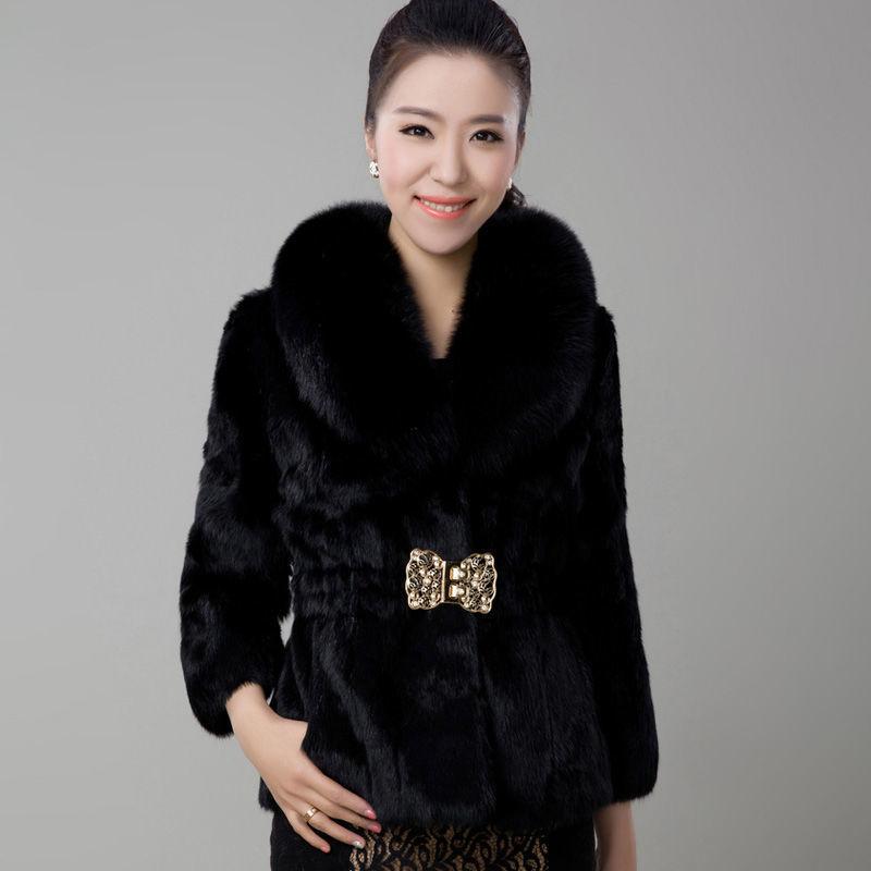 Autumn and Winter New Korean Version Imitation Rabbit Fur Short Fur Coat Women's Waist Middle-aged and Elderly Coat 30-50 Years Old