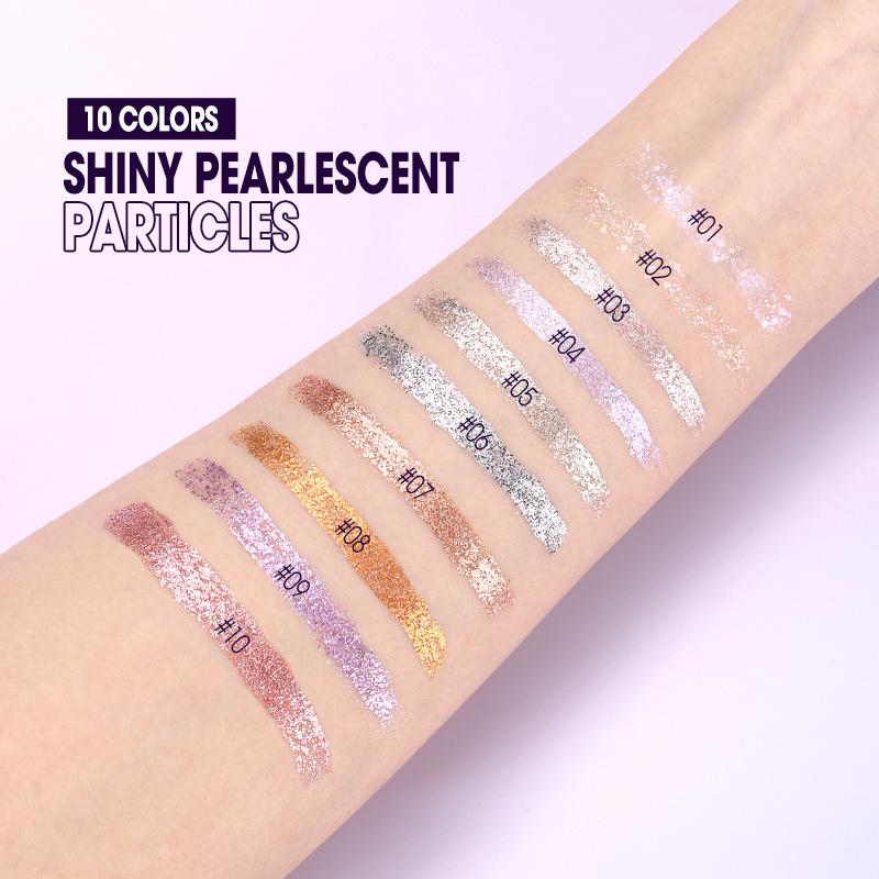 Ten-color Thin Flash Eyeliner Eye Shadow Set Highlight Liquid Diamond Shiny Waterproof Long-lasting Eyeliner Eye Shadow Liquid