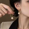 Vintage C-Shaped Square Pearl Ear Hook, French Elegant Medieval Geometric Design Earrings, Niche Court Style Earrings