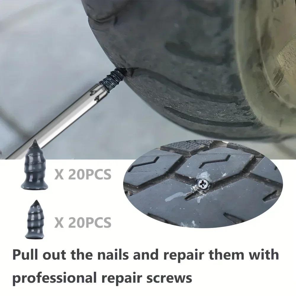 Car Tyre Repair Nails Kit, Easy Operation, High-Quality Rubber, Hard & Wear-Resistant, Emergency Tire Puncture Fix Tools