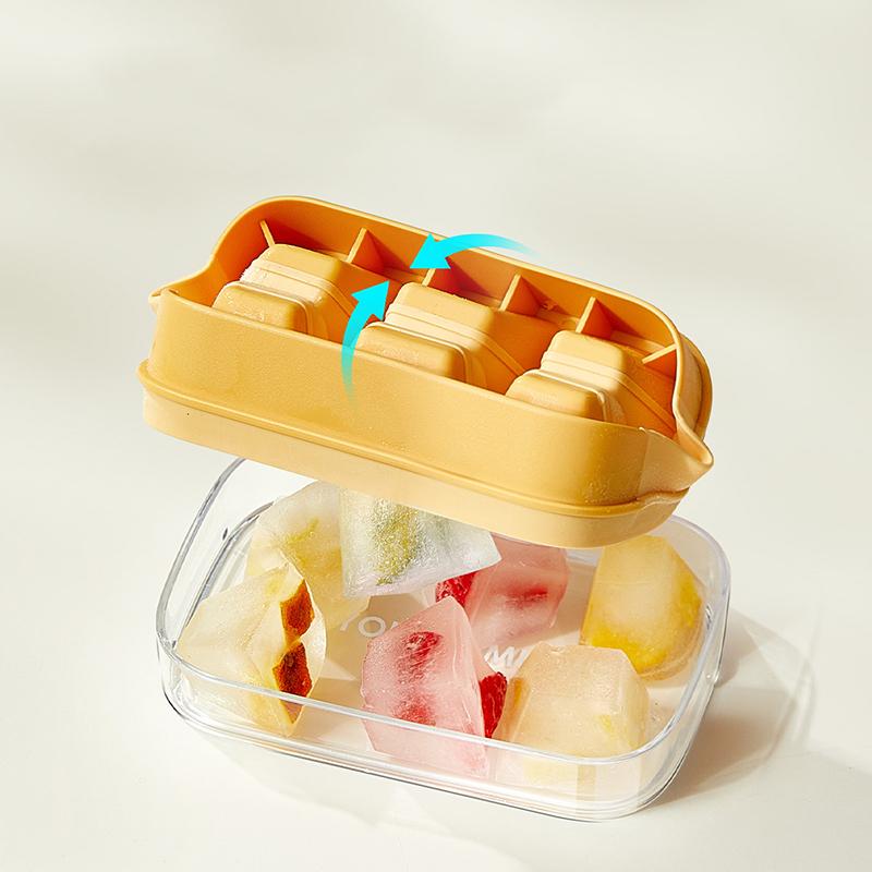 6 Grids Ice Cube Tray with Lid Mini Ice Cube Mold Easy-Release Ice Mould with Removeable Lid Ice Making Mold DIY Ice Cube Tray