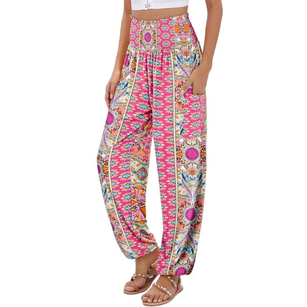 2025 New Style Spring/Summer Women's High-Waisted Printed Casual Long Pants