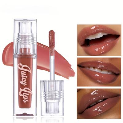 High Gloss Liquid Lip Gloss Hydrating and Moisturizing Plumping Lip Glaze Brown Shades, Shimmer Finish Lipstick Gift