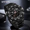 SANDA 6296 Three Pin Men's Electronic Watch Fashionable Men's Electronic Watch Sports Multifunctional Waterproof Large Dial