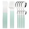 16Pcs Blue Silver Dinnerware Stainless Steel Cutlery Set Knife Fork Tea Spoon Dinner Flatware Set Kitchen Silverware Tableware