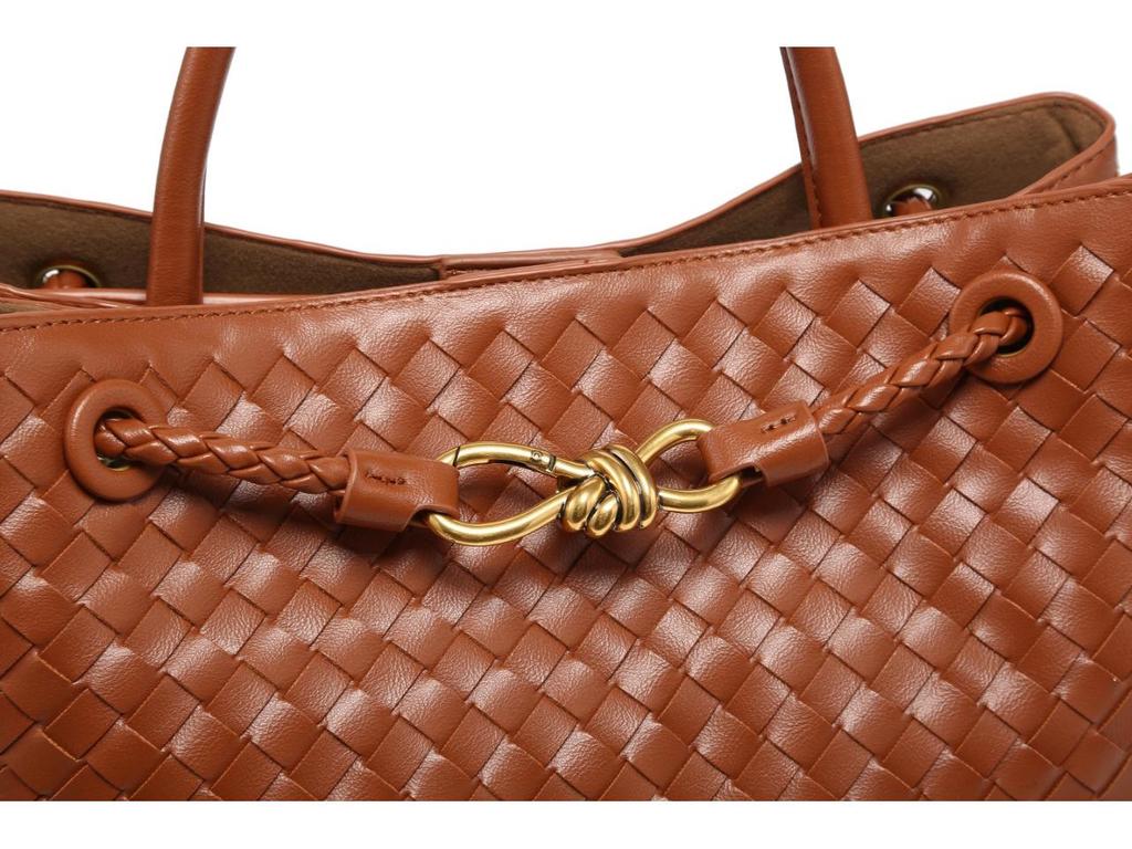B's Retro Woven Women's Shoulder Tote Bag with Metal Rope Buckle – Large Capacity