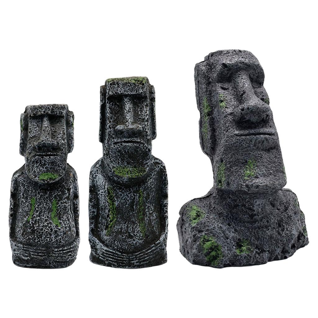 Aquarium Moai Île De Pâques Statues Paysage Jardin Ornement 5x3x12cm