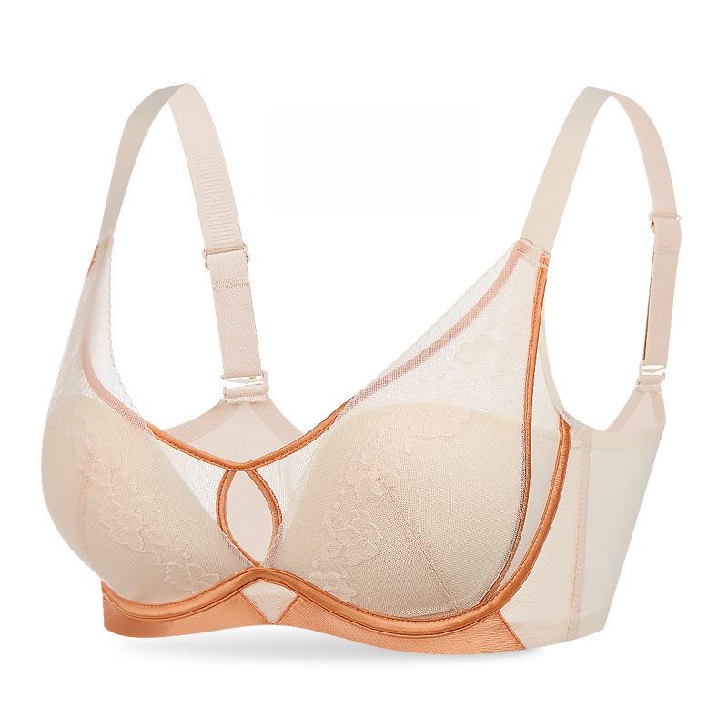 

Кружевной бюстгальтер из французского кружева, женский сетчатый бюстгальтер, летний мягкий бюстгальтер на косточках, собирающий, тонкий бюстгальтер пуш-ап 40/90C розовый