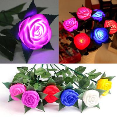 Rose LED Lamp Flower Night Lights Yard Outdoor Garden Path Rose LED Lamp Flower Night Lights Yard Outdoor Garden Path