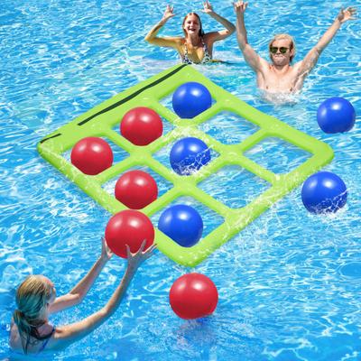 Inflatable Pool Tic-Tac-Toe Game Waterproof Floating Board with Balls Family Outdoor Water Toy for Kids Adults