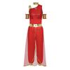 Womens Arab Princess Costume Belly Dance Design Gem Decor Contrast Color Shiny Tulle Overlay Jumpsuit