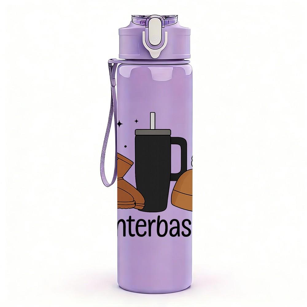 1PC Winter Basics Coffee Mug 750ml Color Plastic Sports Water Bottle Leakproof Flip Straw Lid Suitable for Sports Office Home Use
