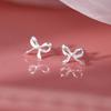Bowknot Stud Earrings for Women Fashion Jewelry Mini Ear Studs Silver Color Stud