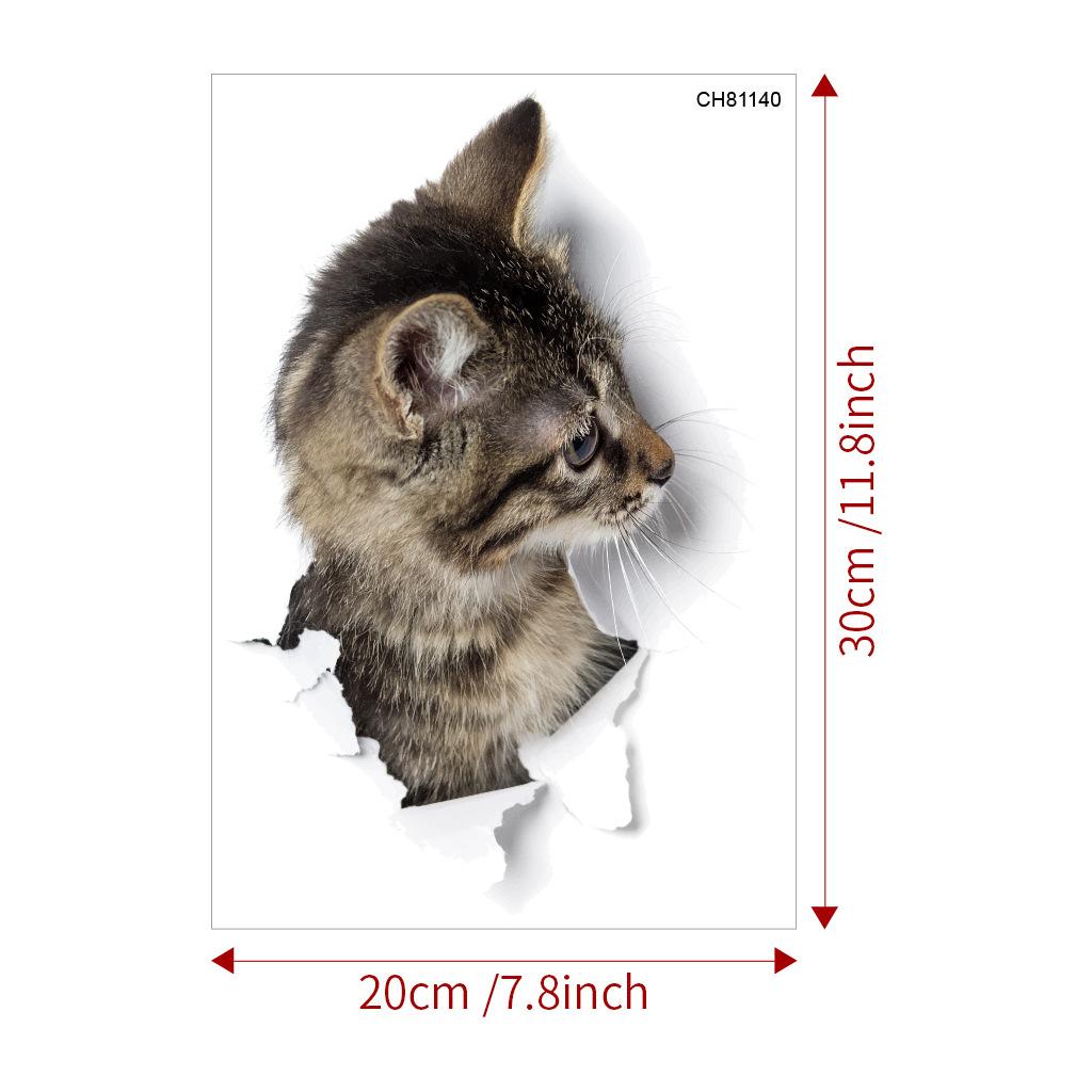 Lovely Cat Toilet Stickers For Wc Washroom Decoration Diy Vivid 3d Look Pet Animal Home Decals Pvc Wall Mural Art Print Posters