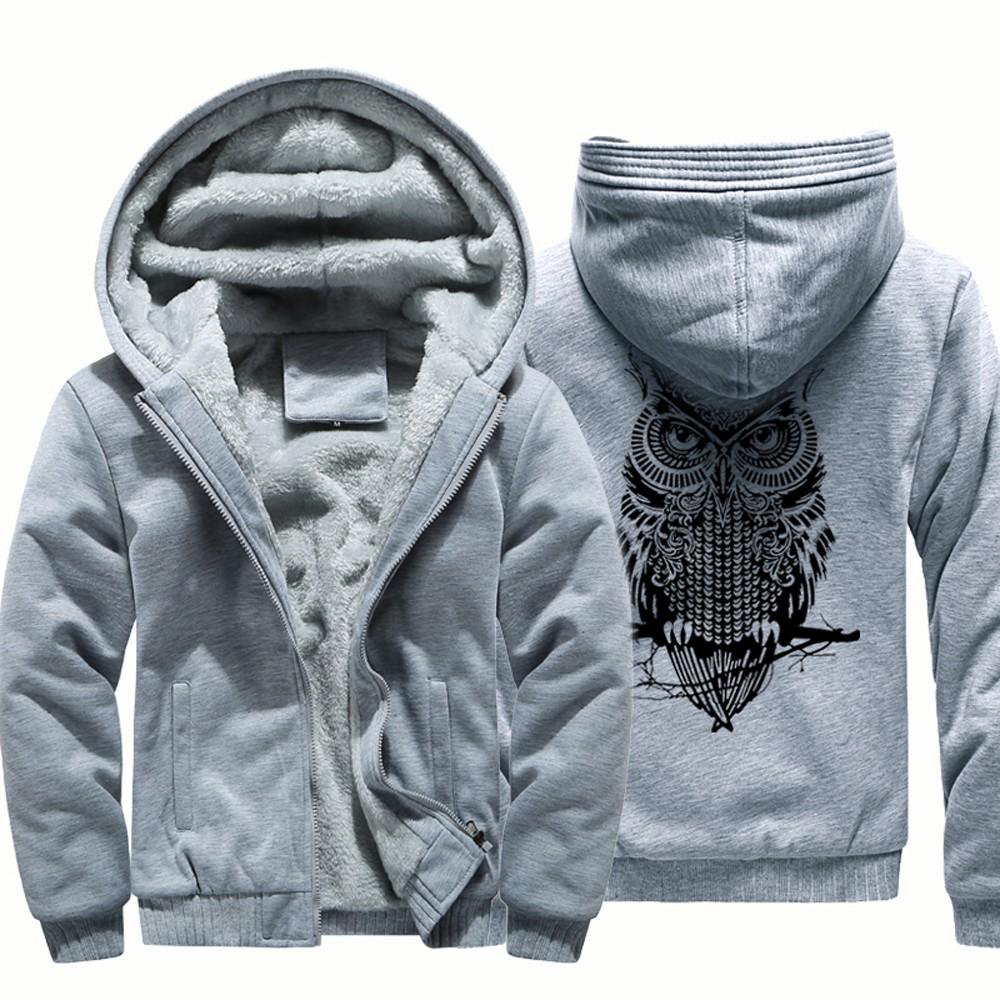 Herre hettegenser Vinter Varm Fleece Glidelås Genser Jakke Outwear Frakk Topper Bluser