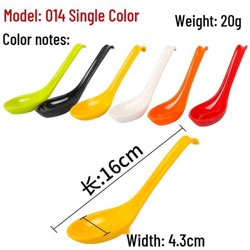 Melamine Imitation Porcelain Long Handle Soup Spoon with Hook for Restaurants and Homes