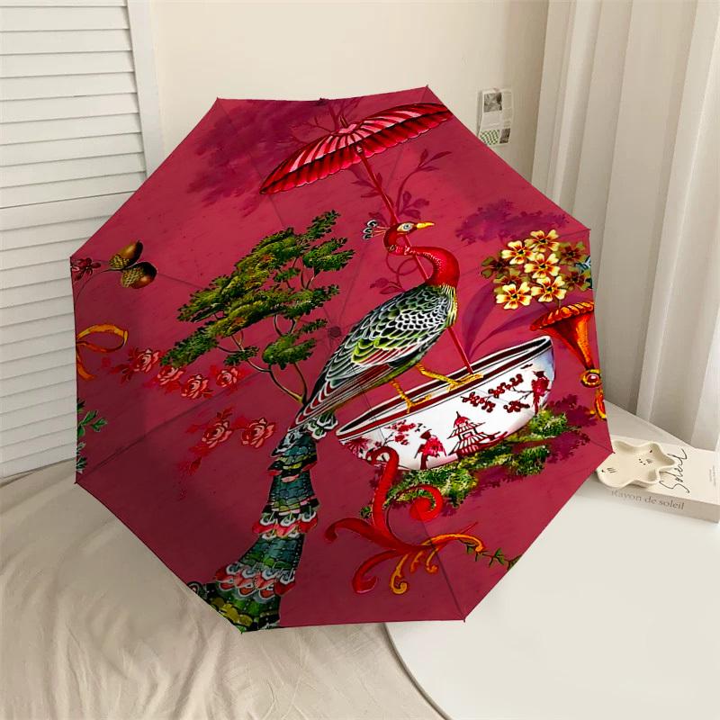 

1PC peacock, floralAutomatic Open/Close Umbrella with Windproof, 8-Rib Sturdy Canopy, Durable Ribs, Fashionable Design1316A