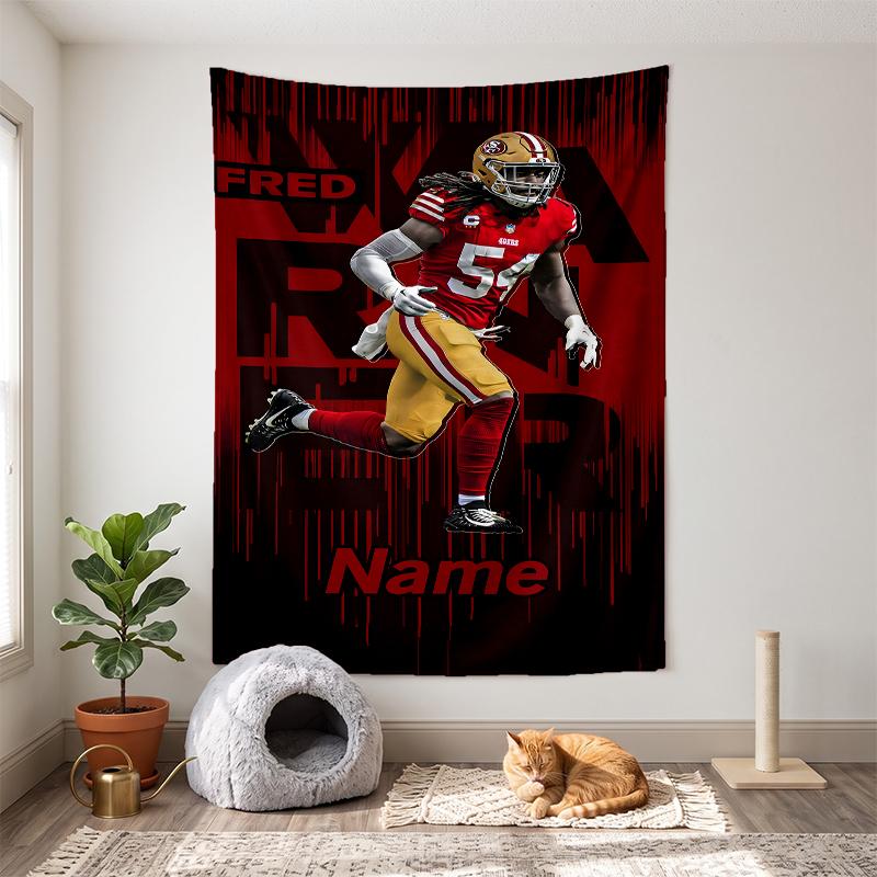 San Francisco 49ers (5) Přizpůsobitelná nástěnná tapisérie s jménem ideální volba pro dekoraci stěn v ložnicích obývacích pokojích kolejích a doma